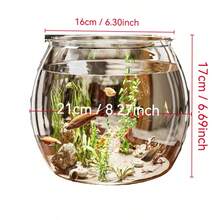Small Fish Tank Transparent, Desktop Thick Tortoise Tank, Goldfish Tank, Hydroponic Living Room, Anti-Drop Landscaping Tank, Round Plastic Small Fish Tank For Living Room, New All-In-One Tortoise Tank Imitating Glass, Desktop Goldfish Tank, And Unbreakable Fish Tank - Clear - View 6