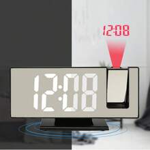Projection Alarm Clock, Digital Clock With 180 ° Rotatable Projector, 3-Level Brightness Dimmer, Transparent LED Display Screen, USB Charging, Progressive Volume, Snooze, 12/24 Hours, Suitable For Bedrooms - 黑色 - 查看 12