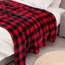 Flannel Blanket For Couch, Red & Black Plaid Fleece Throw Blanket, Soft & Warm Buffalo Plaid Decor Gift Blanket For Women, Men - 紅黑 - 查看 5