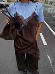 Vestido assimétrico de renda sexy da Camellia, modelo novo para o verão feminino, estilo europeu e americano.