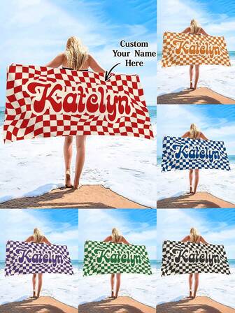 1pc Personalized Retro Plaid Beach Towel, Super Absorbent Swimming Towel, Comfortable Beach Blanket, Fashionable Pool Towel, Exquisite Yoga Mat, Beach Accessories, Holiday Essential Gift, Multiple Sizes, Suitable For Men And Women