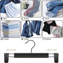 GUANJUNE Clothes Pants Hangers, Space-Saving Skirt Holders With 360 ° Swivel Hooks, Adjustable Clips, Trouser Hangers, Clothes Coat Garment Jeans Hangers (30 Pack, Black) - ColorA - 查看 4