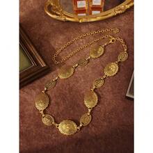 1pc Ladies' Bohemian & Western Style Carved Flower & Geometric Pattern Vintage Waist Chain, Casual And Fashionable, Gold Color Boho Summer, School Fall, Autumn, Halloween