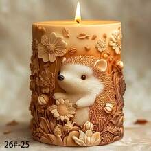 1pc Alpaca, Panda, Hedgehog, Sheep Pattern Cylindrical Craft Candle Making Silicone Mold - White - View 13