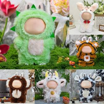 6.69-Inch Doll Clothing, Compatible With Labubu, Animal Image Design One Piece Clothing,1 Set Of Accessories - Fashionable Headpiece + Clothing Set, Jumpsuit, Suitable For 6.69-Inch Dolls, Cute BuLabu Accessories For Play And Display (Doll Not Included)