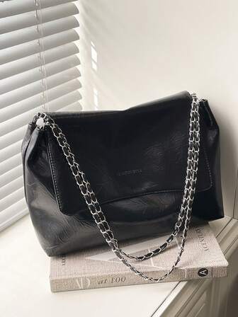 2025 New Vintage Solid Color Fashion Large Capacity Chain Shoulder/Crossbody Underarm Bag For Women, Minimalist Design, Autumn/Winter