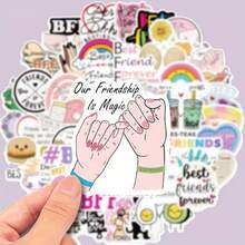50pcs Friendship Best Friend Stickers, Cartoon Graffiti Decoration Stickers, Waterproof Vinyl Stickers, For Water Bottle Car Cup Computer Guitar Bike Motorcycle Skateboard Helmet Luggage Diary, DIY Scrapbook Stickers Pack, Gift For Boys & Girls - Multicolor - View 2