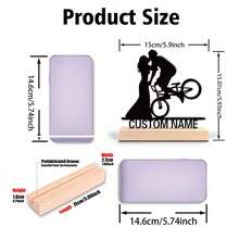 1pc Unique Personalized Custom Metal Art Ornaments, Custom Name Bicycle Player And Jesus & Of Peace Metal Ornaments, Farmhouse Wall Decor With Wooden Frame, Perfect For Gardens, Patio, Cottagecore Themes Whimsical Desk Decor With Wooden Base, Ideal For Nurseries,Christmas Gift Supplies