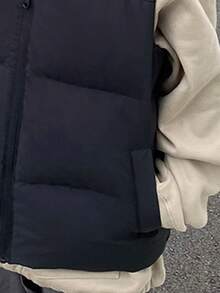 CAMEL CROWN Women's Down Vest, Autumn And Winter Warm White Short Down-Filled Vest, Casual Jacket - Phantom Black - View 2