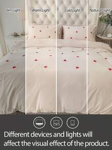 2/3 Stücke Samt-Bettwäsche-Set mit Herz-Stickerei, einfarbig, kuschelige Raumdekoration, weich und warm, hautfreundlich, einfarbige Serie, pflegeleicht und langanhaltend, Herbst- und Winterbettwäsche für Gästezimmer und Schlafzimmer, passend für alle Bettgrößen, (1 Bettbezug und 1/2 Kissenbezüge ohne Füllung), Heimtextilien, Bettwäsche-Geschenke, maschinenwaschbar