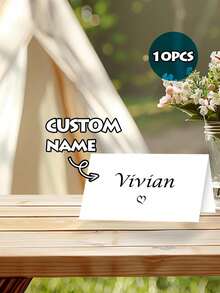 10/20/30Pcs Custom Wedding Name Place Cards - Editable Table Name Card | Modern Minimalist Design, Black And White, Initials In Heart | Personalized Place Cards For Weddings, Events, Parties | 8*10CM, Copperplate Paper - Multicolor - View 2