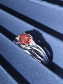 1pc S925 Sterling Silver Engagement/Wedding Ring, Inlaid Cultured Gemstone, Birthday, Engagement, Wedding Jewelry, Anniversary Promise Ring, Valentine's Day Gift, Christmas Gift