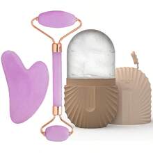 Hongbu ZHOU 1/2/3pcs Ice Roller Set - Facial Skincare Ice Roller, Face Massage Roller Tool, Silicone Ice Roller, Face Gua Sha Roller Set, With Roller Massager, Face & Eye Massage Tool, Face Contour Care Massage Tool, Suitable For Eyes, Neck And Face, Ice Roller Mold, Ice Cube Skincare Tool, Summer Ice Massage Products, Office Supplies, Study Supplies, Travel Essentials - 紫色 - 查看 21