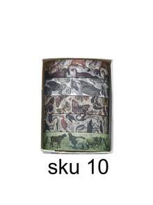 5 Rolls/Box Vintage Plant And Flower Patterned Washi Tape, Various Exquisite Pattern Design Masking Tapes, Used For Art Supplies, Diary DIY Handbook Decoration