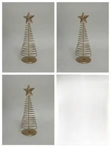1pc/3pcs Golden Mini Christmas Trees In Various Styles - Elegant Tabletop Decorations With Stable Bases, Bottle-Shaped Retro Holiday Centers, High-End Handicrafts, Suitable For Homes, Offices, And Parties - Festive Home Decorations, No Electricity Required, Christmas Decorations, Office Decorations, High-End Handicrafts, Made Of Durable Iron, Perfect For Christmas. - Multicolor - View 10