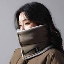 时尚加厚羽绒棉保暖围脖，男女户外保暖防寒领巾，多功能颈套