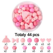 44pcs Core Silicone Beads DIY Jewelry Making Kit With High Heel, Heart, Bow For Necklace, Bracelet, Keychain Craft, Creative Fashion Gift For Women Girls, Craft Lovers - Heart-shaped Mixed Set - View 10