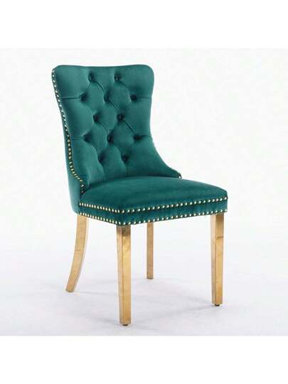 Furniture, Nikki Moderne Collection, High End Upholstered Solid Wood Contemporary Dining Stoel Chrome Stainless Steel Legs Nail Ornament, Set Of 2, Grijs Chrome, DE1701GY view 3