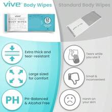 Vive Body Wipes 60 Count - Adult Wipes For Elderly - Disposable Bath Wipes For Adults Bathing No Rinse - Personal Cleansing Wipes For Bedridden Injured Adults - Wet Wipes For Women And Men Traveling - như hình ảnh - Xem 4