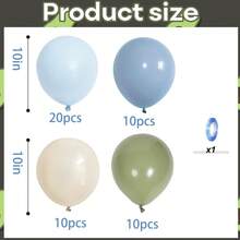 50pcs Sage Green And Blue Balloons, Olive Green, Dusty Blue, Beige, Cream Neutral Latex Balloons, Suitable For Boy, Rabbit Theme Baby Shower, Birthday, Boho Wedding... - Multicolor - View 2