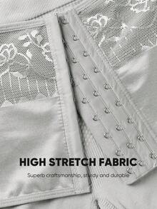 Morelect Bragas moldeadoras de talla grande para mujer, bóxers de talla grande, pantalones cortos moldeadores con botones delanteros, patchwork floral, control de abdomen de cintura alta - Gris - Ver 5