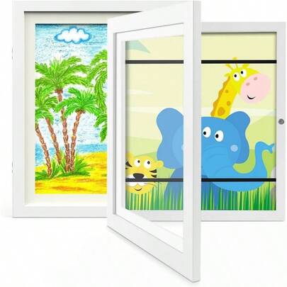 2 Pcs Art Frames, A4 Artwork Picture Display Frame Changeable, Front Opening Picture Display Frames, Artwork Storage Frames, Home And Office White