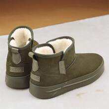 秋冬季黑色中帮保暖休闲户外套脚雪地靴，带保暖内衬，防滑且用途广泛 - 綠色 - 查看 3