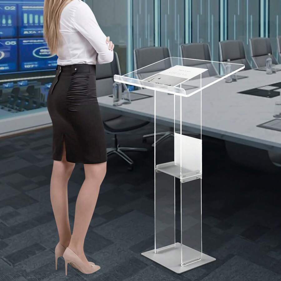 46.1in Acrylic Podium Stand, Clear Podium Stand, Acrylic Lectern Stand - thông thoáng - Xem 1