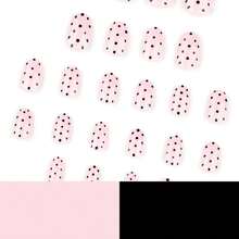 Polka Dot Press On Nails Medium Oval Fake Nails Light Pink False Nails Press Ons With Black Dots Design,Reusable Artificial Nail,Full Cover Glossy  On Nail Stick On Nails For Women Manicure 24PcsStyle-22 - 樣式-22 - 查看 5