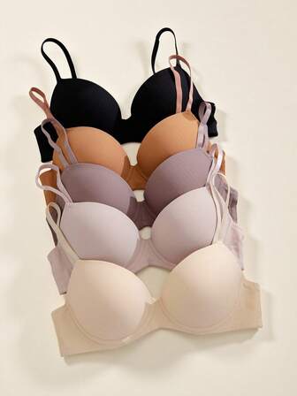 女士休闲纯色多色面料文胸，略带弹性的上托设计，日常穿着舒适支撑。