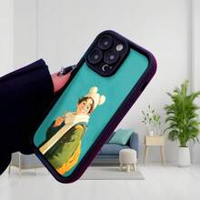 Cubierta de teléfono con diseño de dibujos animados para iPhone color turquesa con estampado de joven con gorro de oso y mochila estilo anime para uso diario en biblioteca o estudio Aplicable a teléfonos Apple y Galaxy. - Burdeos - Ver 3