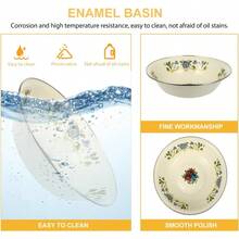 Vintage Mixing Bowl Enamel Bowl Vintage 2pcs Enamelware Salad Mixing Enamel Washing Basin Soup Basin Soup Round Serving Tray For Home