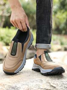 男士休闲运动鞋，户外男女通用情侣防滑耐穿徒步鞋，舒适中性露营鞋，轻便软底步行鞋，男士越野跑鞋，健身训练鞋，骑行旅行舒适骑行鞋，男士一脚蹬休闲运动鞋，四季皆宜 - 卡其色 - 查看 3