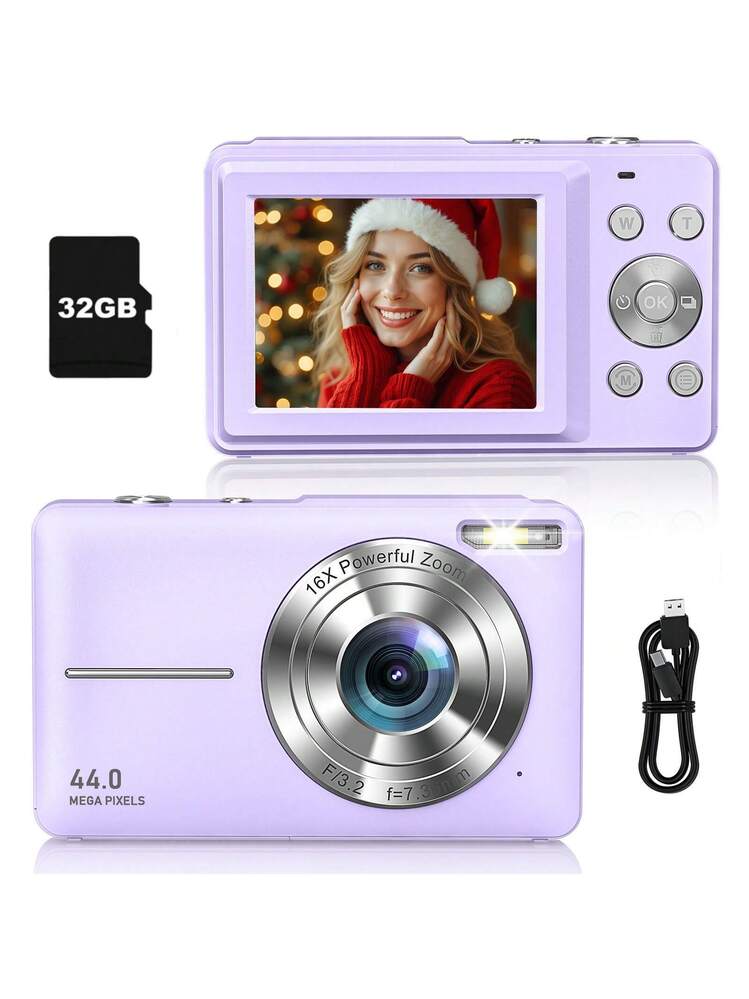 デジタルカメラ ポケット カメラ 4400万画素 32gb Sdカード付き ピンク
