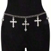 1pc Cross Waist Chain Belt, Versatile Punk Gothic Fashion Waist Accessoriessummer School Fall, Autumn, Halloween - Bạc - Xem 1
