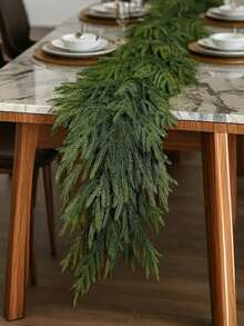 2pcs Lifelike Artificial Pine Branch Garland - Perfect For Staircase & Indoor/Outdoor Christmas Mantle Decor Home Decor Christmas Decorations Room Decor Winter,Artificial Rattan Christmas Decoration, Pine Needle Wreath, Soft Rubber Touch, Christmas Rattan Artificial Green Plant Home Decoration - Multicolor - View 8