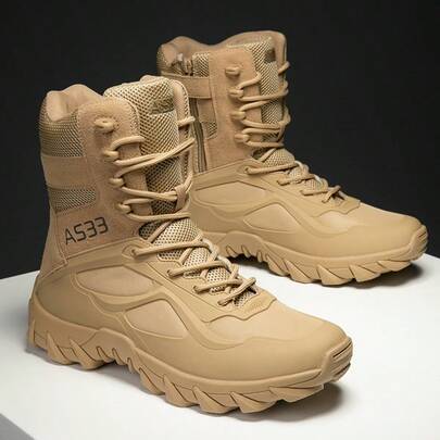 秋冬新款高帮厚底女式户外徒步靴，PU大码男靴（尺码39-47），户外徒步鞋，舒适休闲鞋，登山靴，户外运动攀岩靴，野外探险露营靴，户外丛林/沙漠作战军靴，训练靴，中筒靴和踝靴，保暖内衬，防滑耐用，黑色徒步靴