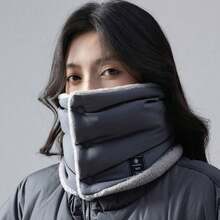 时尚加厚羽绒棉保暖围脖，男女户外保暖防寒领巾，多功能颈套