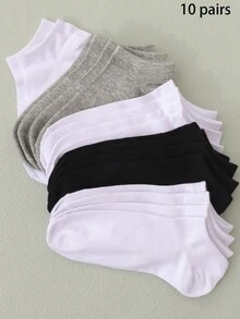 1/5/10/15/20双混色时尚休闲情侣/女士短袜，四季皆宜的圣诞礼物