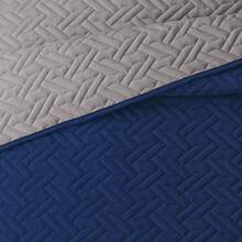 Elegant Comfort 3pcs Majestic Quilt Set Bedspreads, Ultra-Soft Comfortable Bedspread With 2 Pillow Shams Bedding, Machine Washable, Quilted Reversible Bedspread Coverlet Set, Full/Queen, King/California King And Twin/Twin XL Size Bed For All Seasons, Christmas Decorations Gifts, Cozy Winter Styles, Holiday Décor - 海軍藍/灰色 - 查看 7