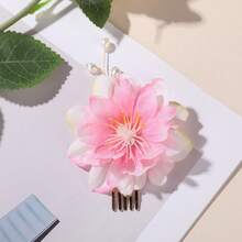 1pc Elegant Faux Flower & Pearl Bridal Hair Comb, Fashion Accessory For Wedding Dress, Bride Photoshoot - Multicolor - View 9