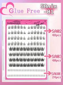 C Curl Self Adhesive Eyelashes Natural Wispy Pre Glued Lash Clusters No Glue Needed Press On Lashes Easy To Apply - 黑色 - 查看 13