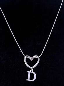 Women's Minimalist Heart & 26 Initials Pendant Necklace - Fashion Versatile Jewelry For Daily Wear & Lover Gift - Silver - View 15