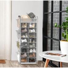 Simple Houseware 8 Tier Shoe Rack 16 Cube With Top Shelf And Side Hanging Bag Grey - Grey - View 5
