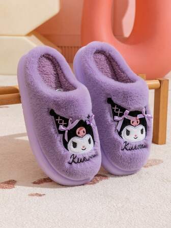  Sanrio Cute Girls' Indoor Slippers, Casual Flat Shoes, Warm Slippers For Teenagers