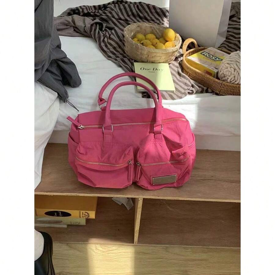 Utility Shoulder Bag | Everyday Tote | Functional Street Style - Pink - View 1