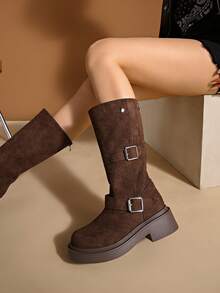 2025 Spring/Autumn New V-Cut Tall Riding Boots For Women, Over-The-Knee, Inner Heightening, Slim Fit Tall Boots - Coffee Brown - View 5