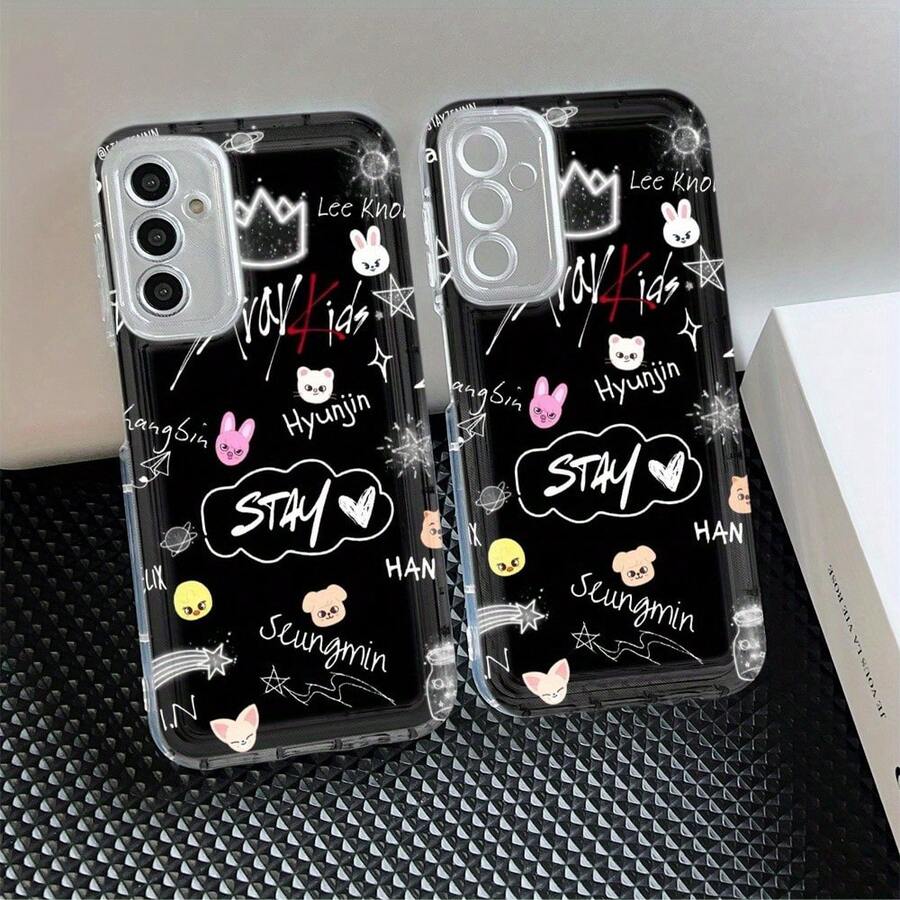 KpopS-Stray-Kid Phone Suitable A55, A35, A05, A14, A24, A34, A54, A15, A05S, A23, A33, A53, A73, A13 4G/5G Shockproof Cushion Soft TPU Back Cover, Daily Phone Accessory, Anime Phone Cover, Printed Design, Shockproof, Tech Enthusiasts, Anime Loverschristmasfall Phone Casephone 17halloween Accessories - 混合顏色 - 查看 1