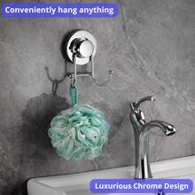 HOME SO Suction Cup Hooks For Shower, Bathroom, Kitchen, Glass Door, Mirror, Tile – Loofah, Towel, Coat, Bath Robe Hook Holder For Hanging Up To 15 Lbs – Rustproof Chrome Stainless Steel (2-Pack){Inchcolor_nameinch:InchChromeinch} - Chrome - Xem 3