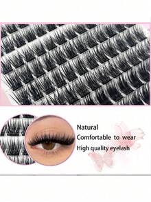 120 Clusters DIY Personal Eyelashes, Volume D Soft And Natural Artificial Eyelashes, Personal 8-14mm DIY Eyelash Extension, Making Eyelashes Thicker And Curled,Birthday, Party, Valentine's Day Gifts - Black - View 3